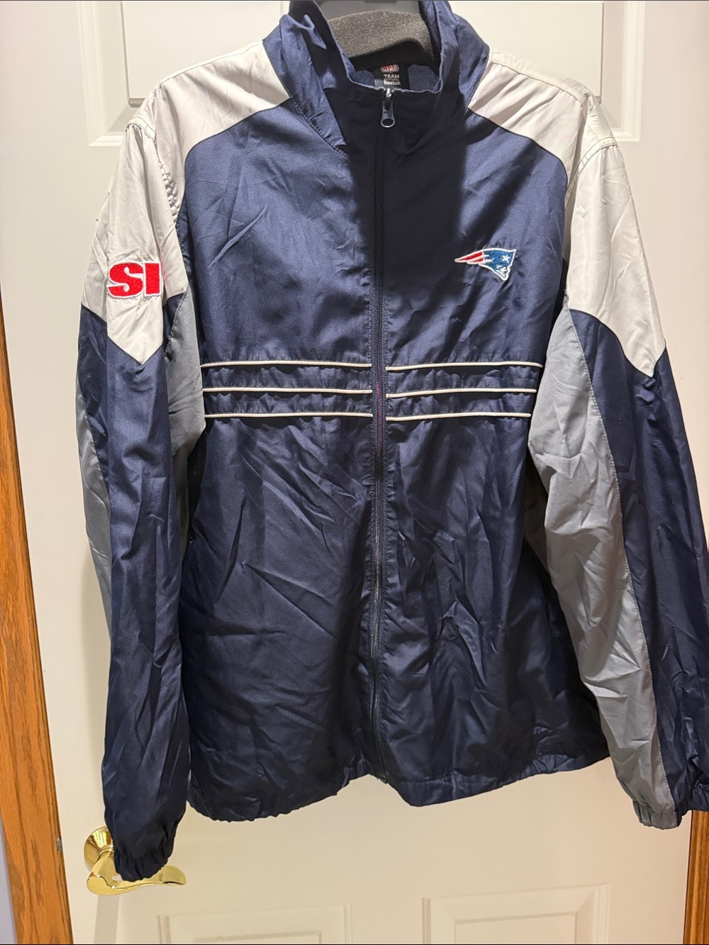 Pro Line Men's Navy and Gray Windbreaker Jacket with Team Logo